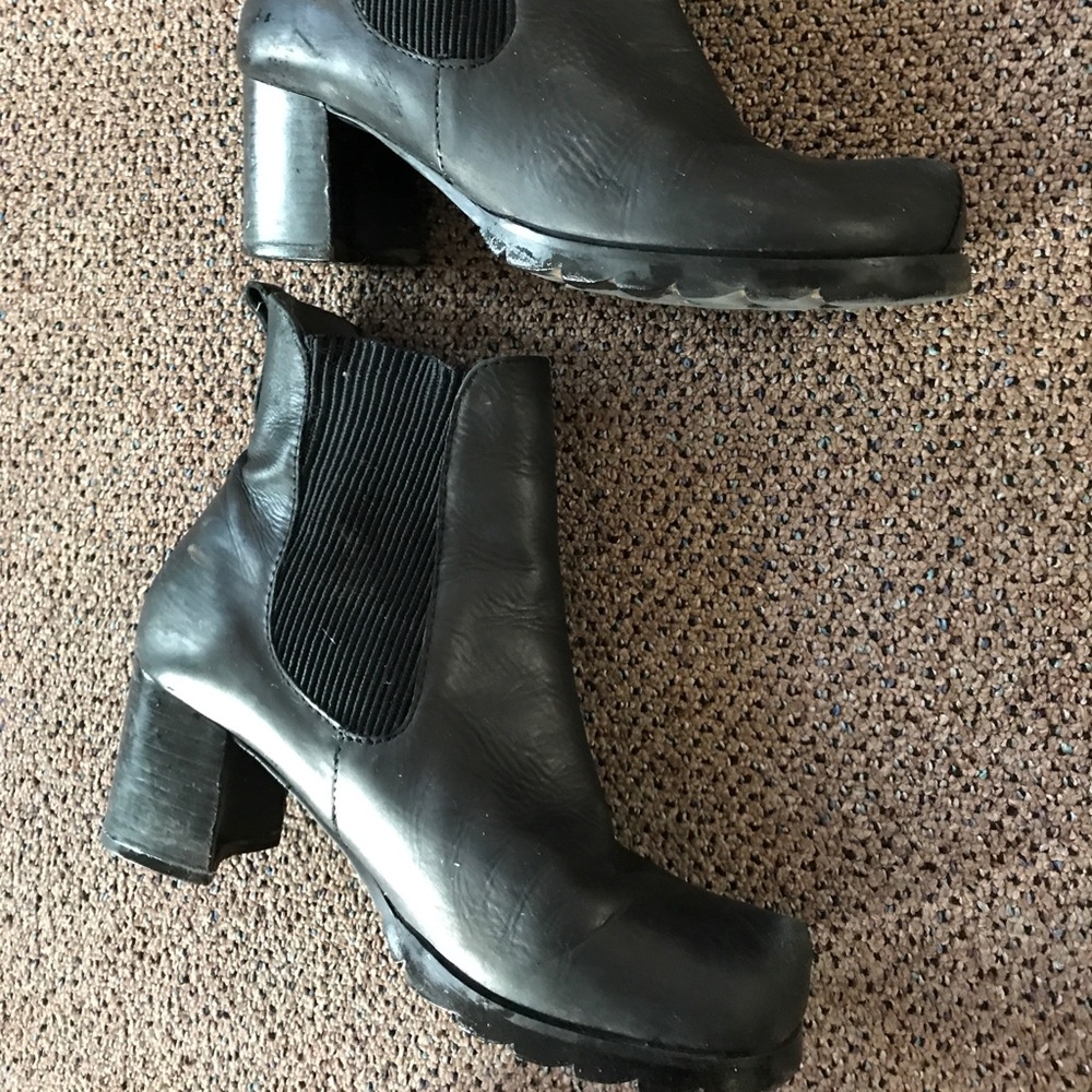 Black leather ankle boots